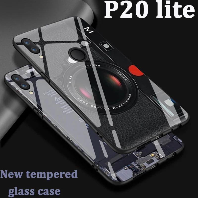 

Luxury Retro Tempered Glass Back Case For Huawei P20 lite Protective Cases For Huawei P20lite case shell P 20 lite cover