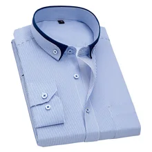 Новая модная Осенняя мужская одежда с длинным рукавом, рубашки на пуговицах, клетчатые полосатые мужские деловые повседневные рубашки, мужские топы