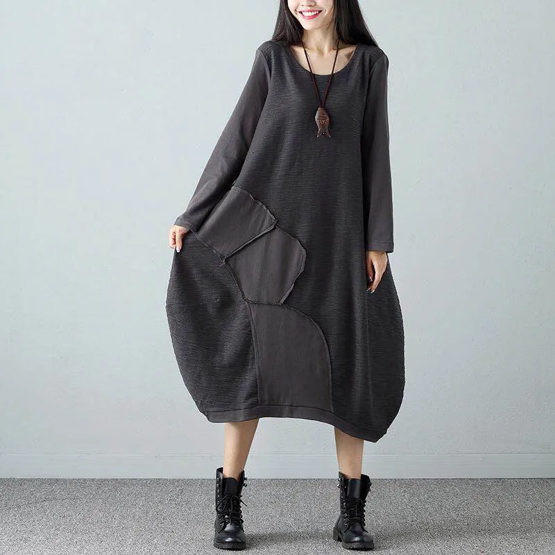 Yesno AC2 Women Loose Baggy T Shirt Dress Cotton Linen Retro Style