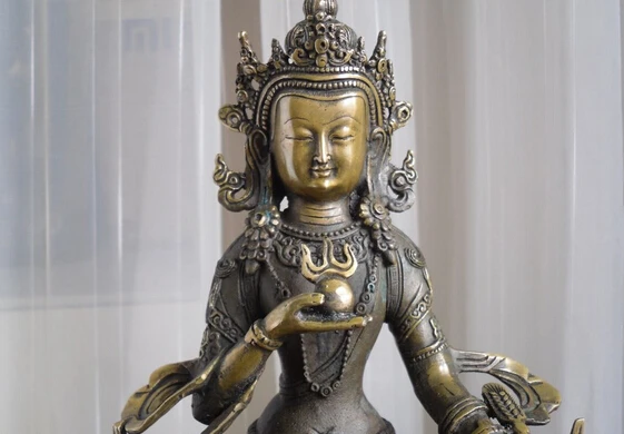 

xiuli 003749 Tibetan Buddhist bronze double lotus bass Ksitigarbha buddha statue