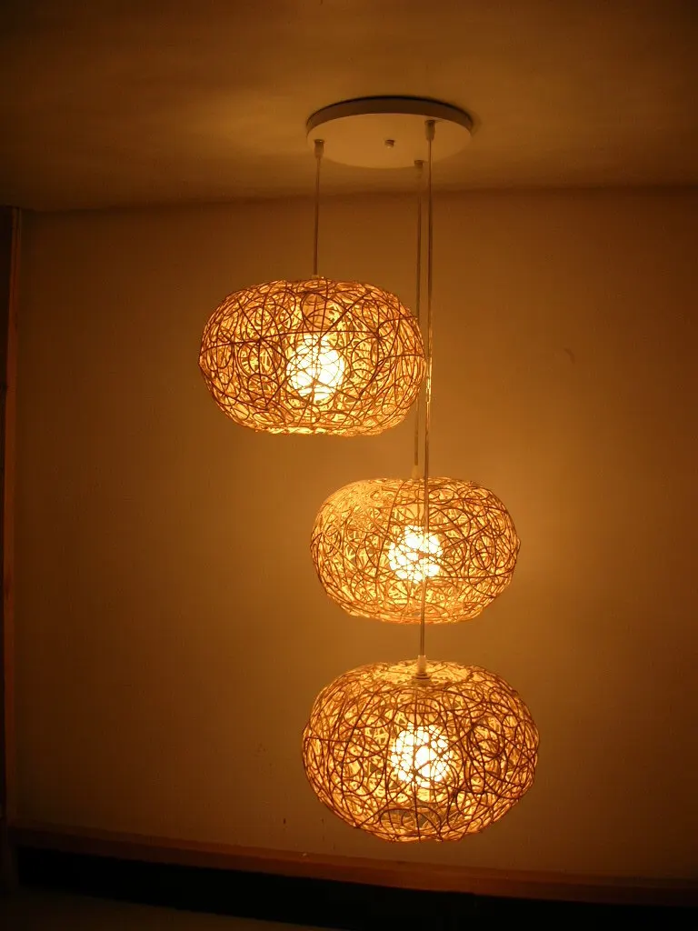 

garden combination rustic rattan knitted pendant light