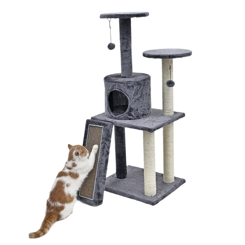 

RU Domestic Delivery Cat Climbing Tree Pet House With Staircase Cat Scratching Post Kitten Playing Ball Bowl Cat Furniture