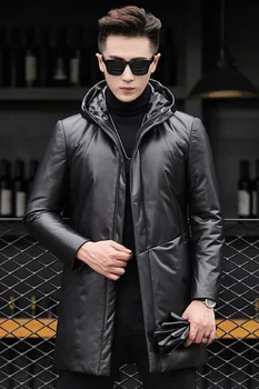 Man's Winter Fashion Slim Genuine Leather Sheepskin Zip Pockets Long Jackets With Hooded Men's Spring Business Thick Warm Coat
Man's Winter Fashion Slim Genuine Leather Sheepskin Zip Pockets Long Jackets With Hooded Men's Spring Business Thick Warm Coat