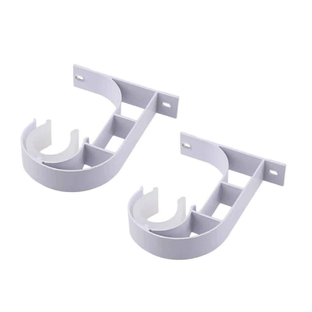 2pcs Aluminium Alloy Drapery Rod Support Bracket Curtain Pole Holder Wall Mounted Brackets Accessories