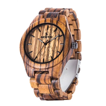

Top Fashion Brand Mens Minimalist Deisgn Watch Zabra Wooden Quartz Watches Male Sport Clock Relogios Madera Horloge Genuine New