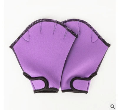 1 пара, спортивные весла для серфинга, плавания, тренировок, без пальцев, перчатки для занятий водной Аэробикой, Аква-бегом, дайвингом, сферическими перепонками, перчатки для плавания - Цвет: purple
