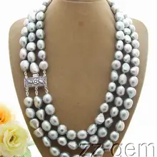 Очаровательная природных 12 мм БАРОККО Южных морей серый жемчуг necklace18-20inch