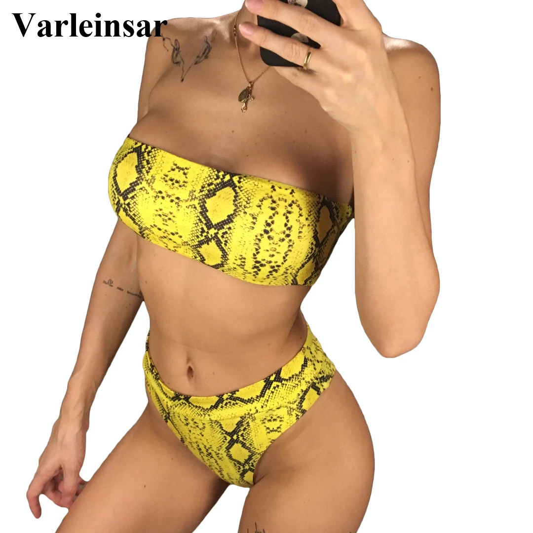yellow bandeau swimsuit