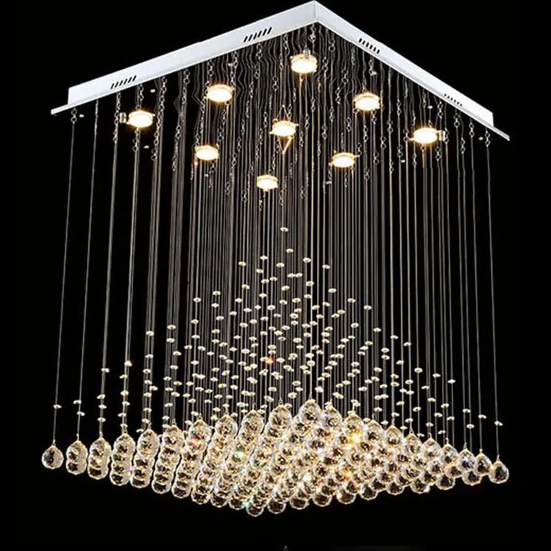 Modern Quadrate K9 Crystal Fish-type line LED Chandelier Pyramid Shape Lamps Stair Sitting room bedroom | Лампы и освещение
