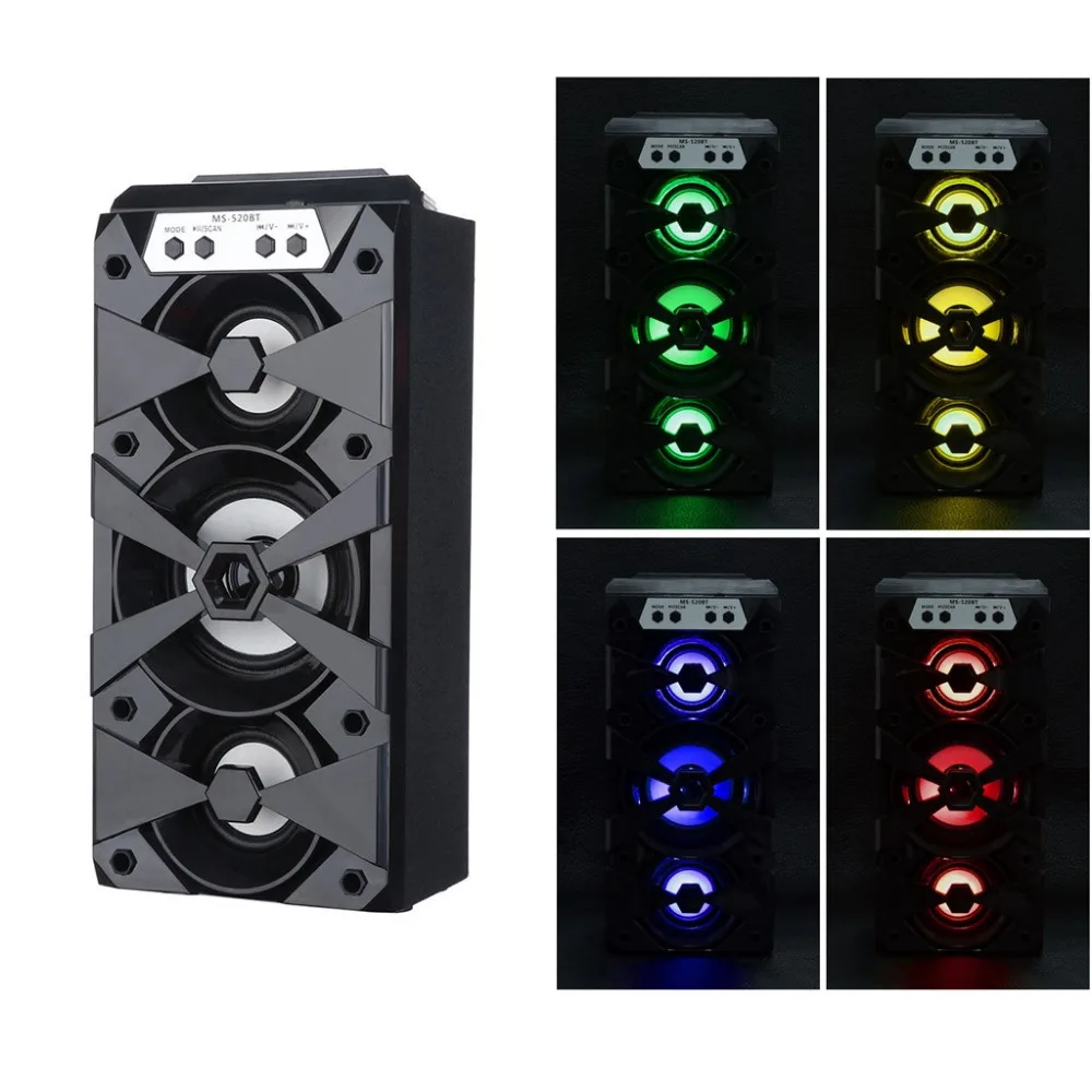 Wireless Bluetooth Speaker With Colorful LED Light Portable Floor