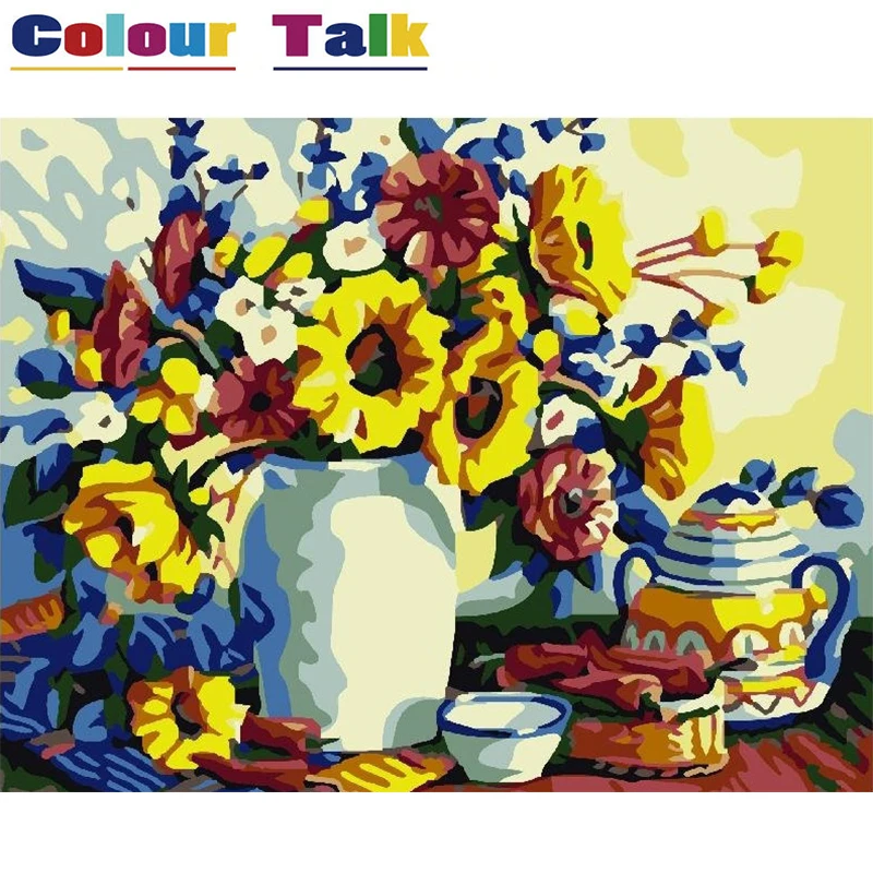 Oil Painting by Numbers Paintings for Living Room Wall Flowers Pictures