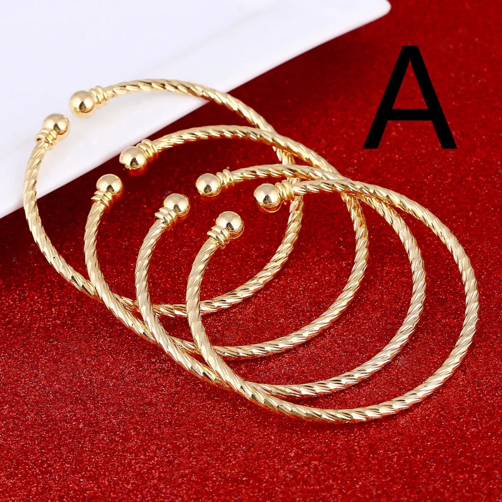 

24k Gold Bangle For Women Dubai Bride Wedding Ethiopian 1 Pcs Bracelet Africa Bangle Arab Jewelry Charm Kids Bracelet