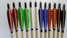 12PK 33″ Colorful Wooden Arrows for Recurve and Compound Bow Hunting