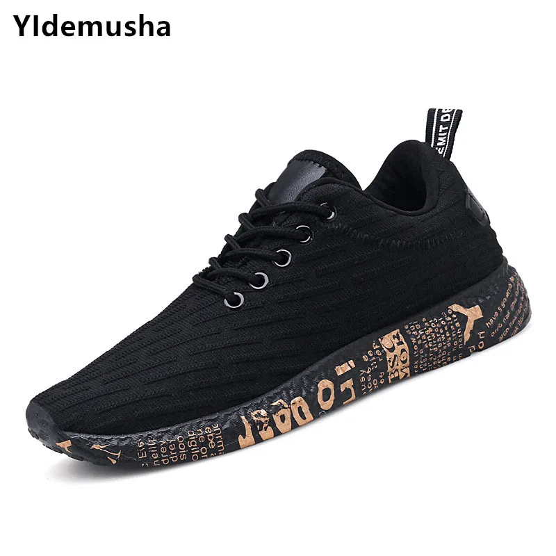

YIdemusha 2018 Male Lace Up Sneakers for Graffiti Casual Shoes Men Summer Mesh Walking Shoes Outdoor Flats Sneakers Men Shoes