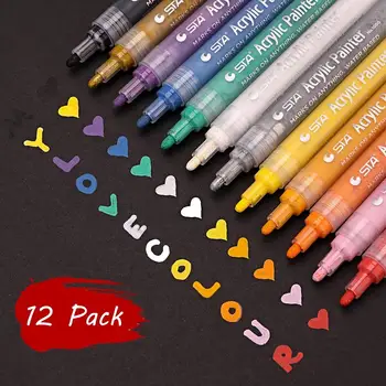 

Acrylic Paint Pens for Rocks Painting - Medium-Tip Permanent Paint Marker for Glass, Metal, Canvas, Wood, Ceramic, Fabric,