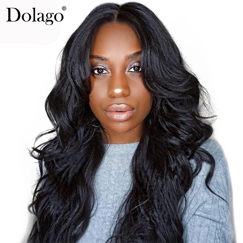 

Lace Front Human Hair Wigs Brazilian 250% Density Body Wave Pre Plucked With Baby Hair Black Lace Wig For Women Dolago Remy