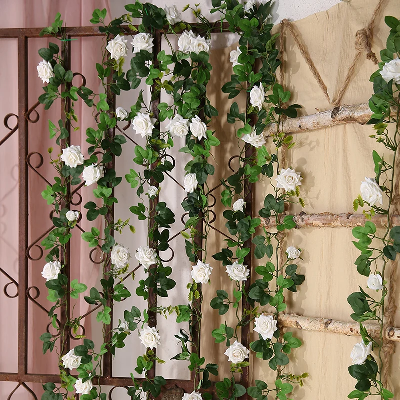 

1.7 M rose Wedding decoration flower rattan rose artificial flower artificial flower leaf rattan