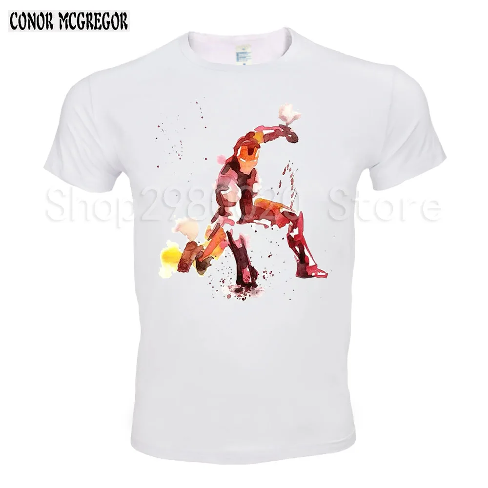 

New Fashion Super hero Printed Short Sleeve T Shirt IRON MAN T-shirts Mens Clothing avengers shield boy shirt