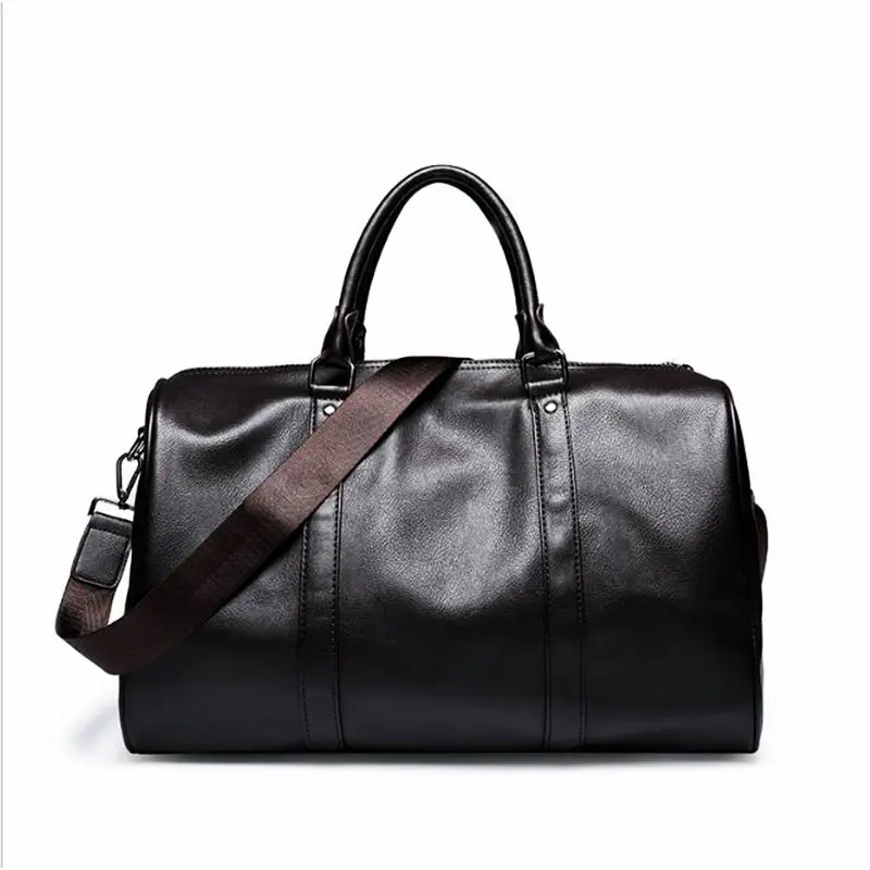 Super Soft Leather Men Gym Bag Travel Bag PU Outdoor Tour Holiday ...