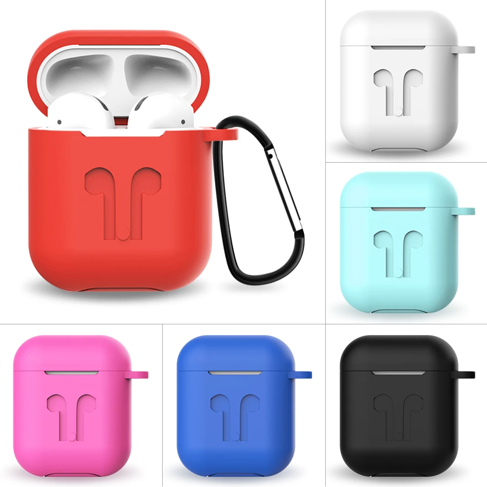 Чехол для Airpods мягкий силиконовый чехол беспроводных Bluetooth наушников с крючком
