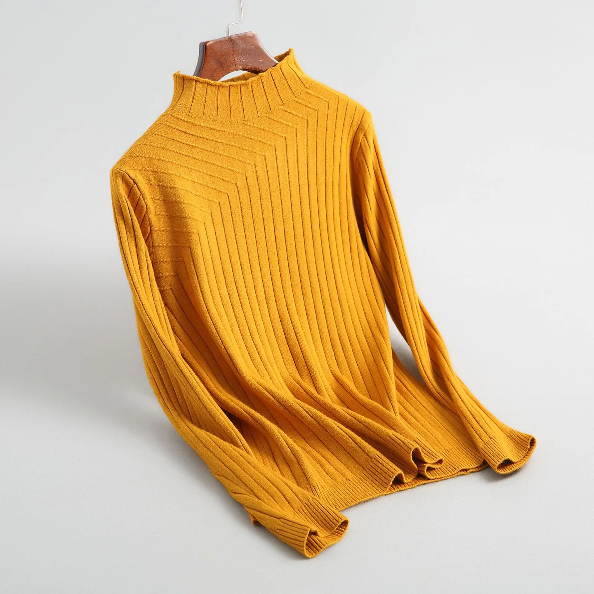 INNASOFAN свитер для женщин осень-зима вязаный свитер Евро-американская мода свитер с воротником средней длины и длинными рукавами - Цвет: Цвет: желтый