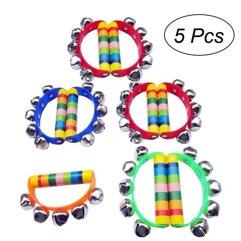 5PCS Colorful Baby Hand Rattles Bell Toy Durable Rainbow Children Small