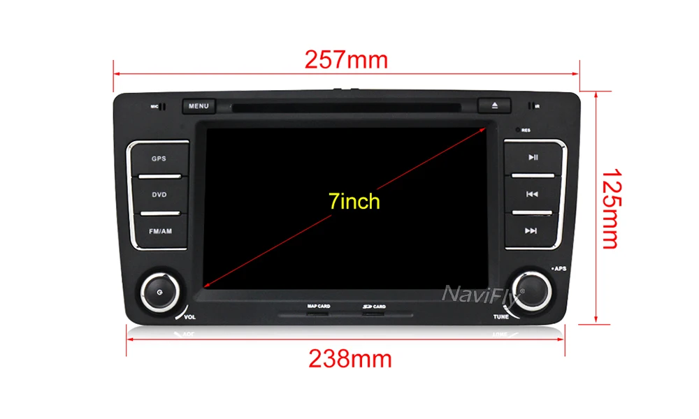 Discount NaviFly 2 din 7 inch Android car dvd player for SKODA Octavia 2009-2013 car multimedia player gps navigation 2G RAM 4G SIM Card 1