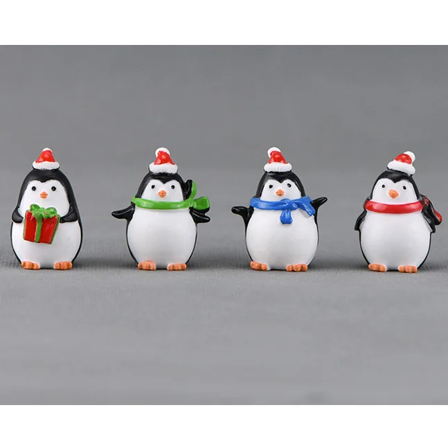 BAIUFOR миниатюрные рождественские фигурки пингвинов Сказочный Сад Миниатюрные микро мох Снежный пейзаж diy Террариум аксессуары - Color: 4 pcs
