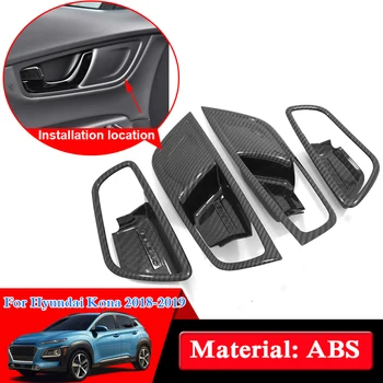 

Car Styling ABS Chrome For Hyundai Kona Kauai 2018 2019 Car Inside Door Handle Frame Door Bowl Sequins Cover Auto Accessories