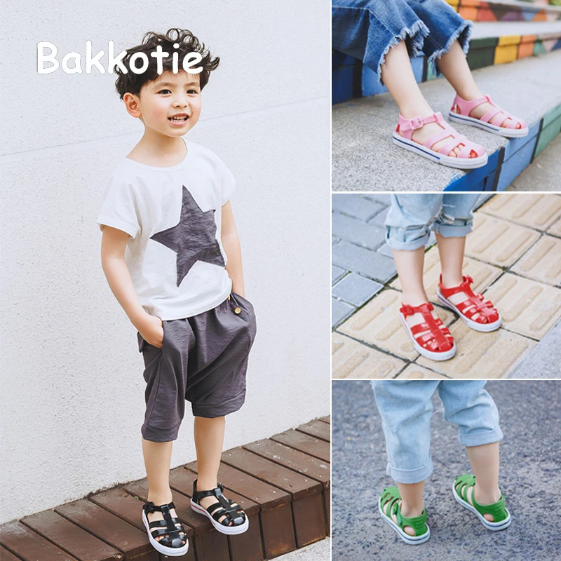 

Bakkotie 2018 New Fashion Summer Baby Girl Beach Sandal Toddler Casual Jelly Shoe Children Boy PVC Black Brand All-Match Flats