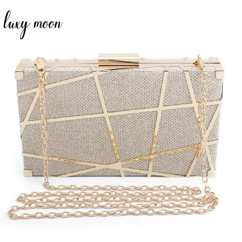 

Fashion Geometric Hollow Out Pattern Women Evening Clutch Bag Female Metal Chain Handbag New Day Clutches Wedding Party Purse