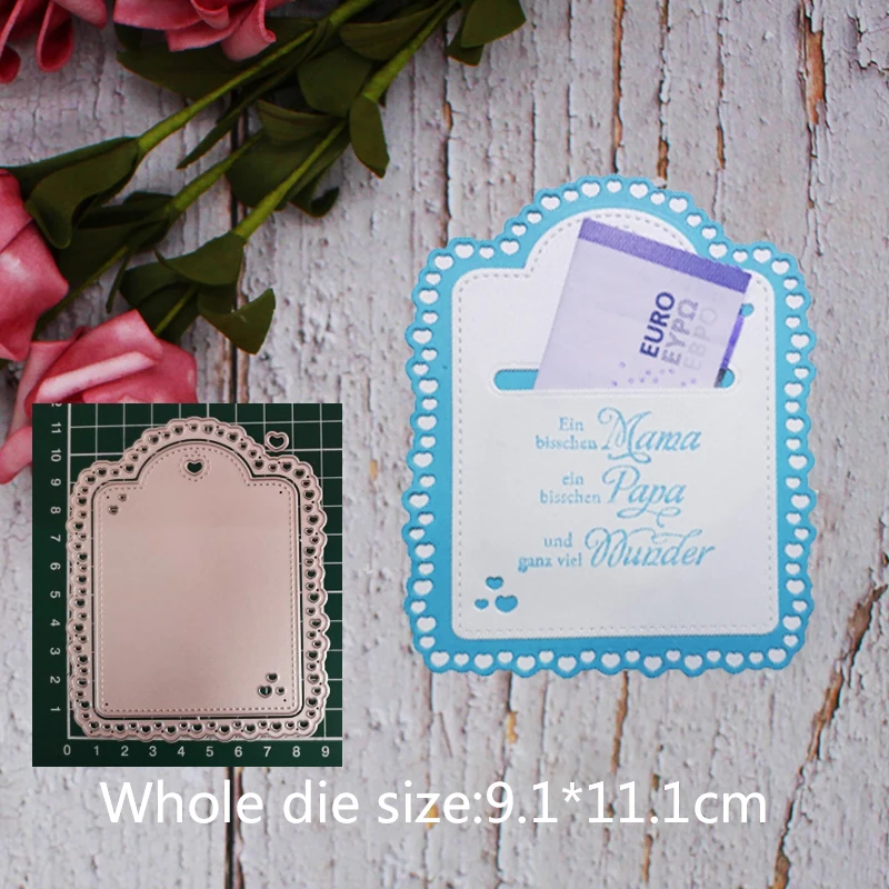 

envelope Openwork flower carving Metal steel frames Cutting Die DIY Scrap booking Photo Album Embossing paper Cards9.1*11.1cm