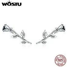 WOSTU новые трендовые 925 пробы серебряные романтические серьги-гвоздики с розой для женщин брендовые серьги ювелирные изделия подарок для любимой CQE380