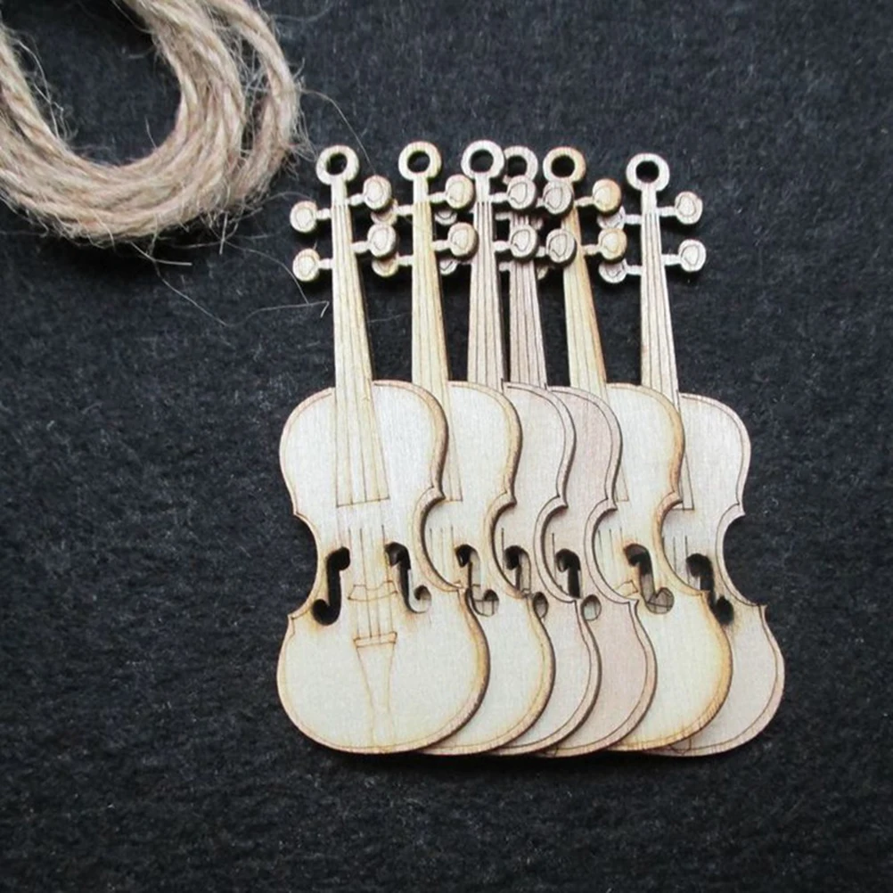 

10 Pcs Unfinished Violin Sheap Wood Cutout Chips For Board Game Pieces Arts Crafts Projects Ornaments