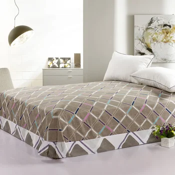 

100%cotton Blue Plaid Printing Pattern Bedding Sets Kids/adult Soft Flat Bed Sheet 24 colors High Quality king bed sheet set