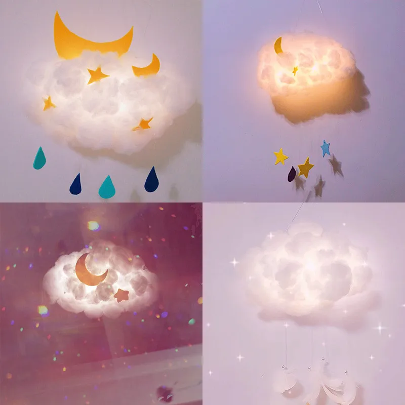 Светодиодный Ночной светильник «сделай сам» с хлопковым облаком, подвесной ночник ручной работы, Декор, подарки для детей, детей, родителей и детей
