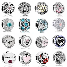 Горячая Распродажа, вечерние бусины, цветы, сердечки, кристалл шармы бусины, подходят для Pandora, женские браслеты и браслеты, сделай сам, ювелирные изделия для женщин, подарки