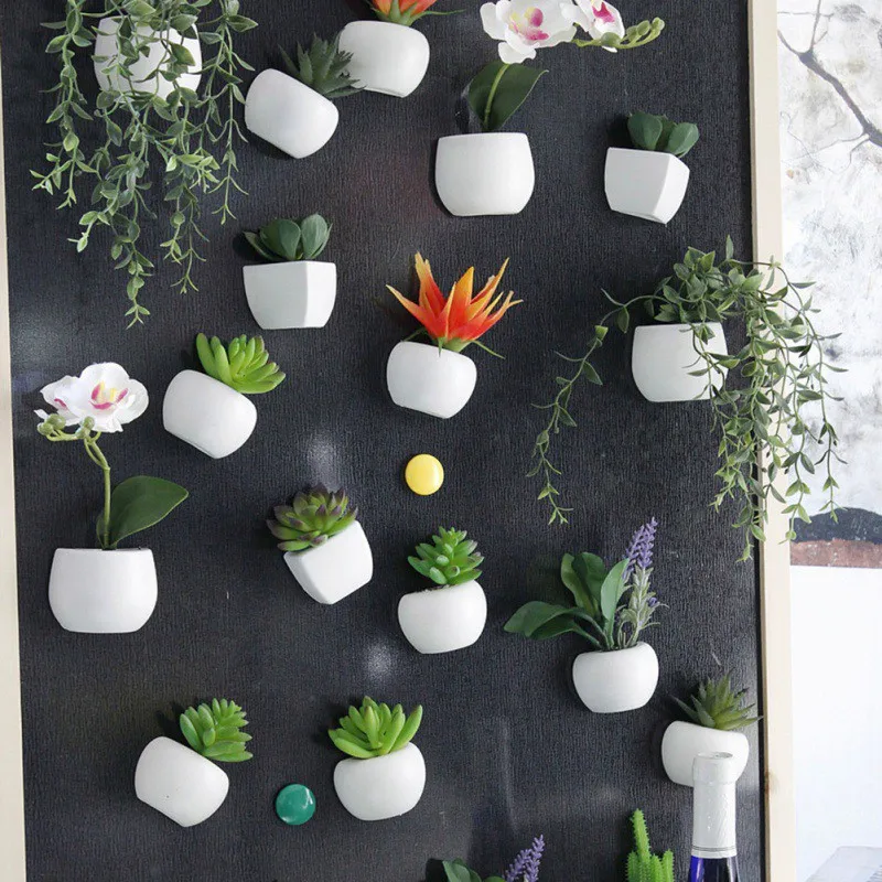 

Magnetic Refrigerator Sticker Flower Bouquet Succulent Plant Magnetic Magnet Potted Plant For Home Decoration Living Room Wall