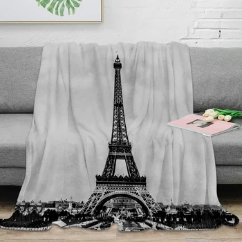 

Paris Tower France In Black And White With Painterly Effect Throw Blanket Warm Microfiber Blanket Flannel Blanket