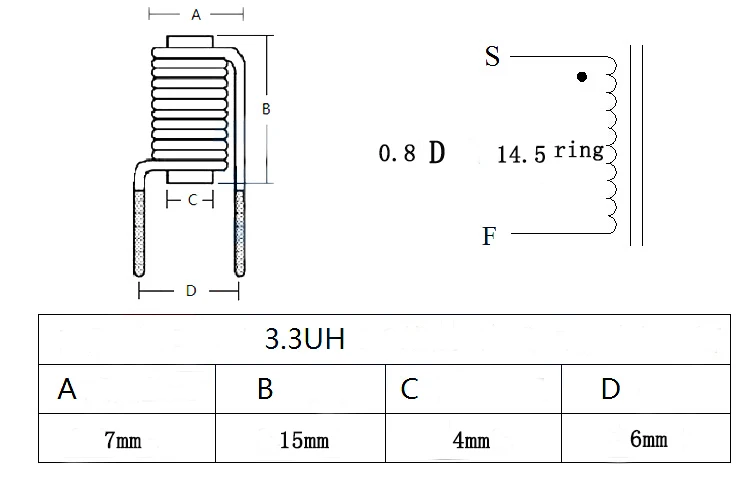 10 шт. Магнитный индуктор 4*15 мм проволока D0.8 14,5 кольцо 3.3UH R стержень индуктивности