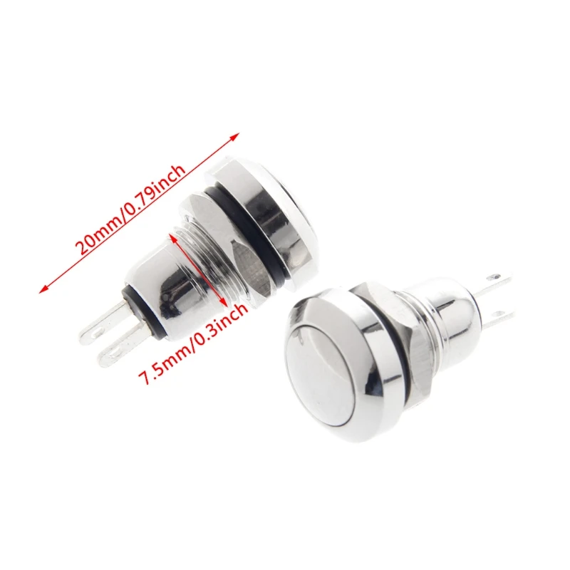 

5 Pcs 8mm Metal Momentary 1NO 2 Pin Mini Push Button Switch 3A/250V AC