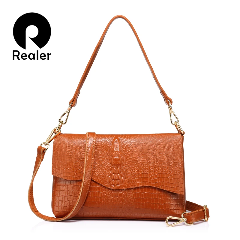 Bolsa de Couro Genuíno com Crocodilo Bolsa de Moda para Senhoras Mais Real Mulher Ombro Impressão Cross-corpo Mensageiro Bolsas Femininos