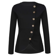Women’s Solid Fashion Outerwear Jacket Single-breasted Button Long Sleeve Turn-down Collar Spring Autumn Ladies Slim Clothing