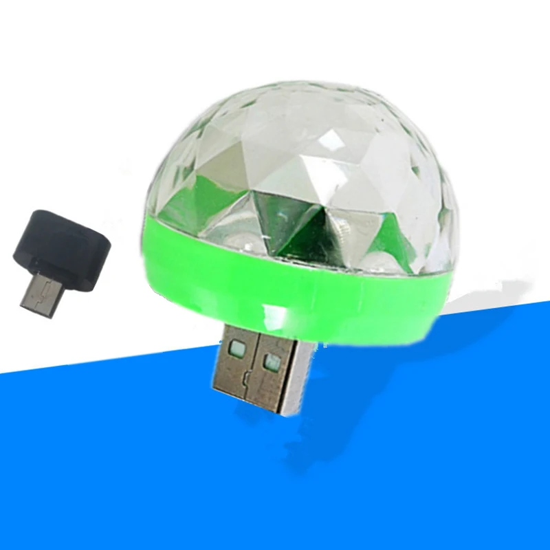 Мини USB диско-свет стробоскоп RGB светодиодный музыкальный сценический лампы со звуковым управлением диско-клуб DJ вечерние свет ламповый проектор хрустальный магический шар - Цвет: for Android adapter