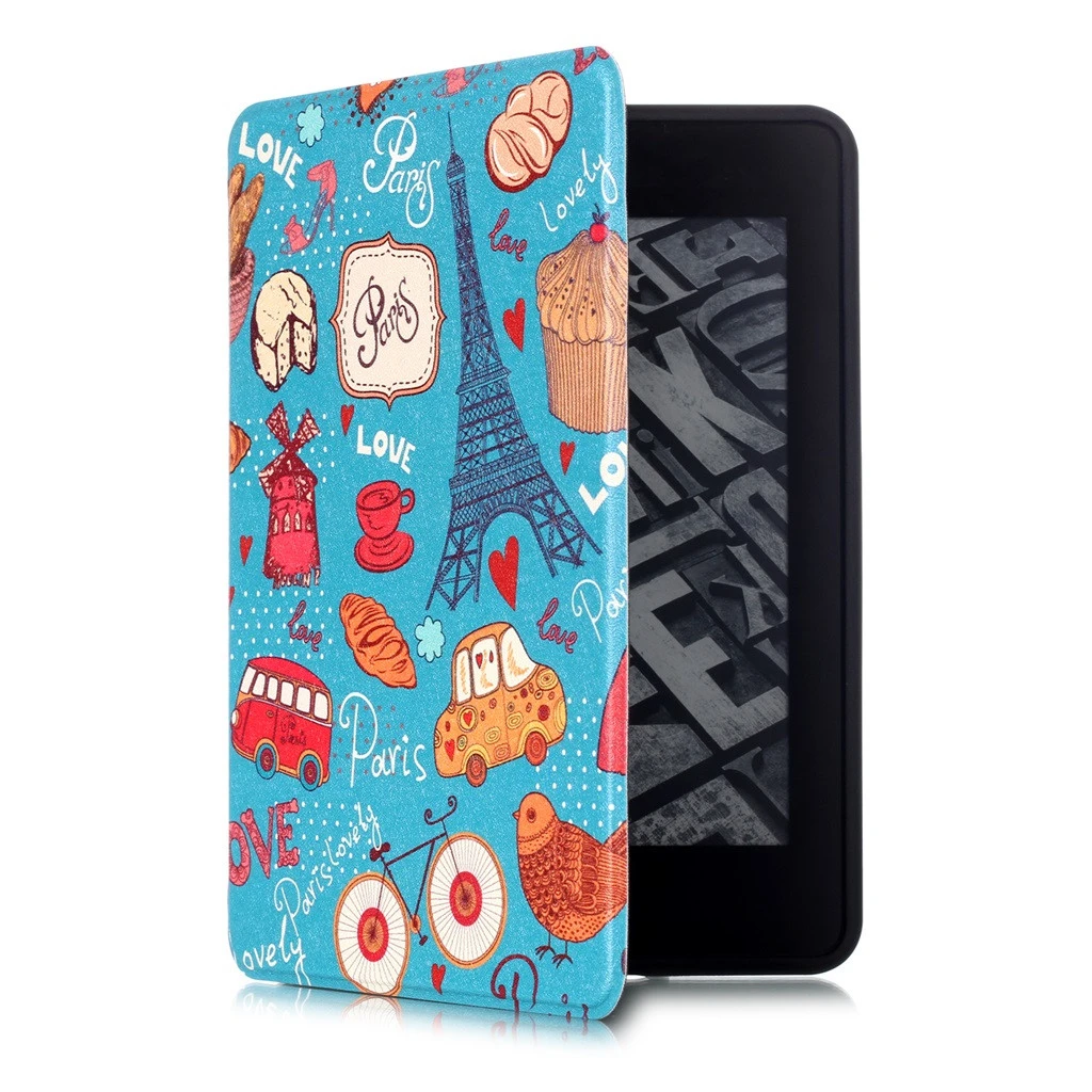 

For Amazon Kindle Paperwhite 4 10th Gen 2018 Leather Stand Smart Case Cover Skin Painted case with automatic sleep