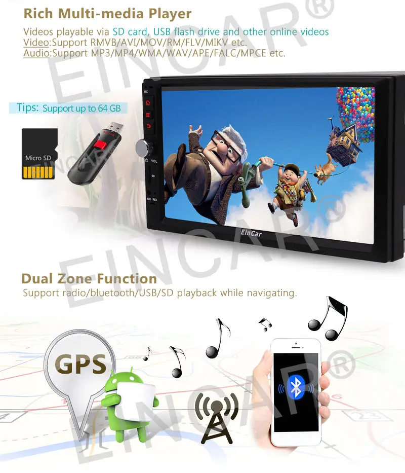 Perfect QUAD CORE Android 6.0 Double Din Car Stereo Radio GPS OBD2 Touch Screen NO DVD 15