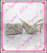 Aidocrystal Handgefertigte weißen kristall schuhe mit passender kupplung taschen für partei hergestellt in china