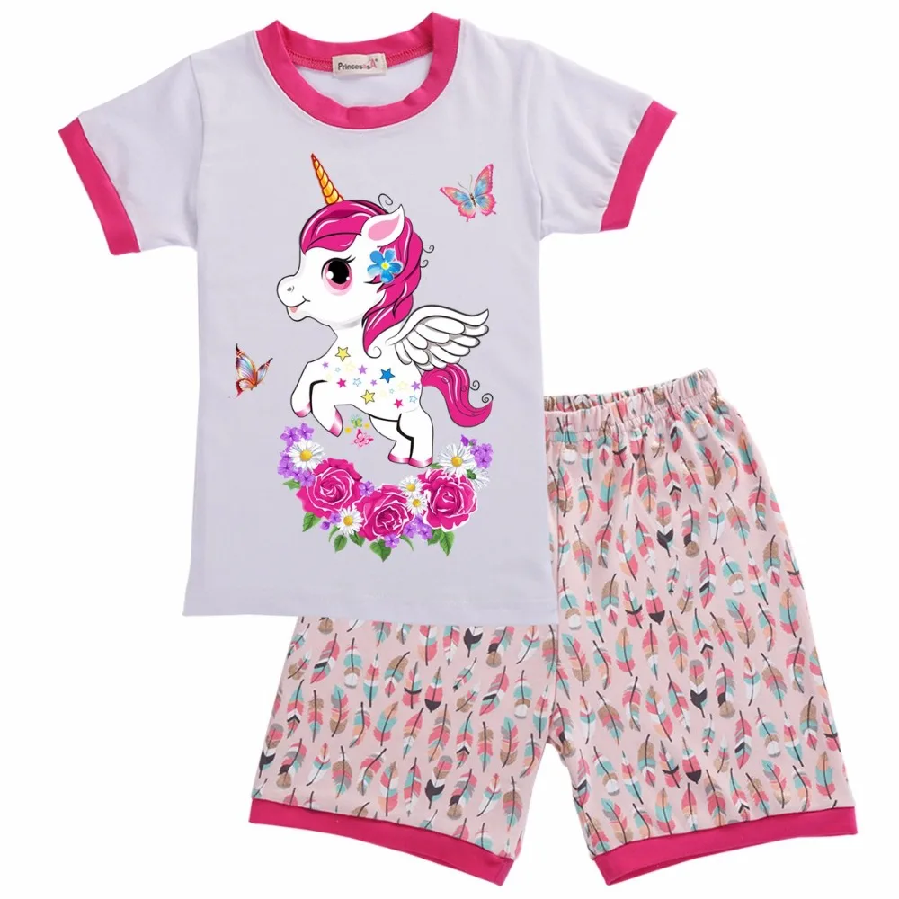 

Fashion Cartoon Unicorn Pyjamas Kids Children Toddler Boys Girls Clothes Cotton Pant 2PCS Set Sleepwear;Stitch Kids Pajamas Set