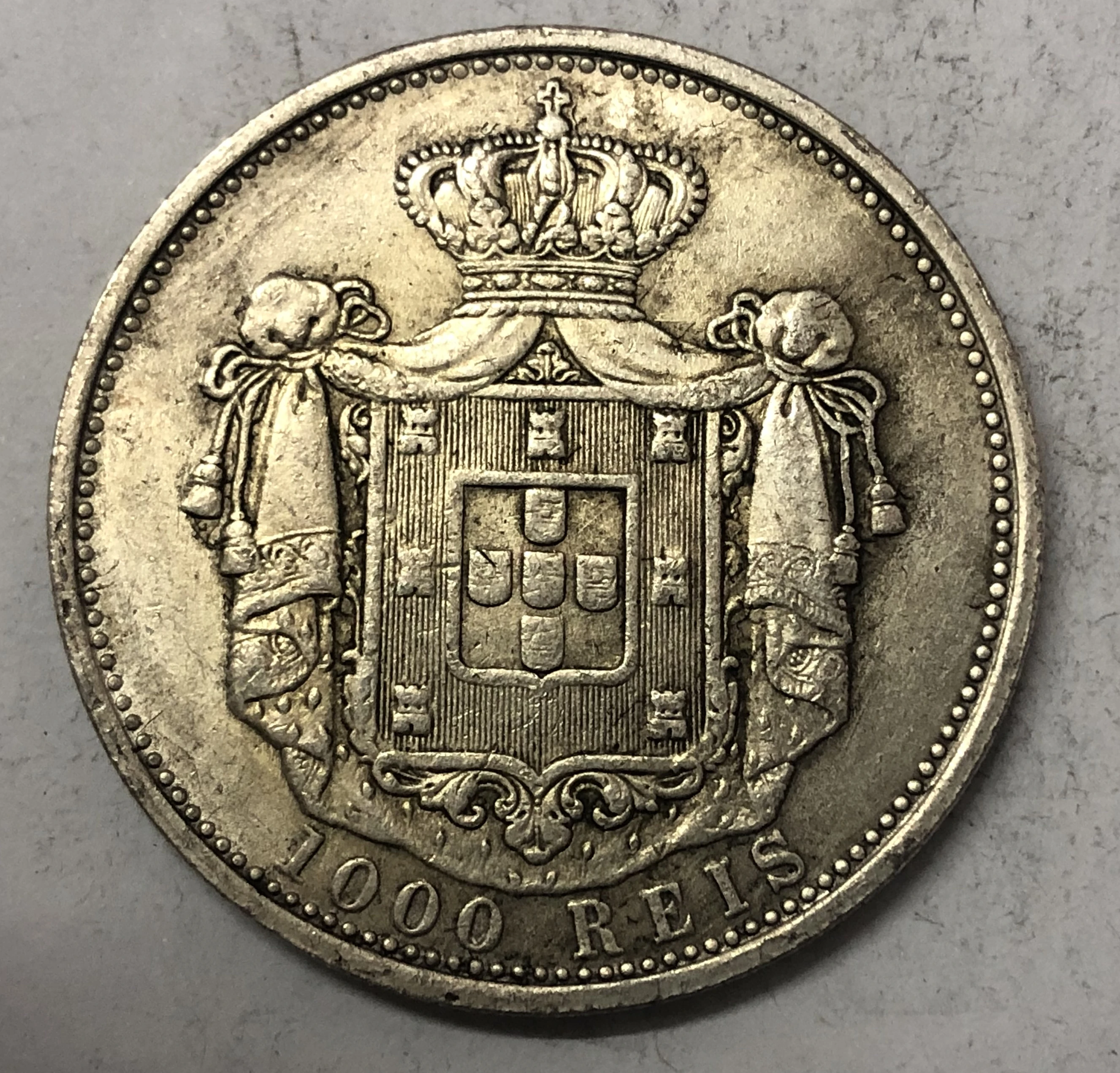 1837 Португалия 1000 REIS-Maria II монета с серебряным покрытием точная копия