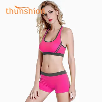 

Thunshion 2 Pieces Yoga Fahion Suit Womens 2019 New Breathable Gym Clothes Super Elastic Tights Fitness Sexy Sportswear